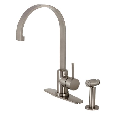 GOURMETIER LS8718DLBS Concord Sgl-Handle Kitchen Faucet W/ Brass Sprayer, Nickel LS8718DLBS